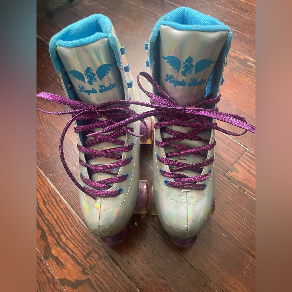 Stylish Kids Roller Shoes with Purple Laces